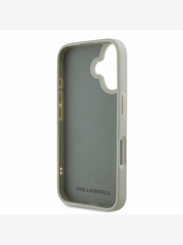 Karl Lagerfeld Karl Lagerfeld 3D-Gummi-Doppelkopf-Rückseite für iPhone 16 Beige