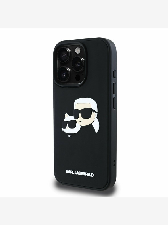 Karl Lagerfeld Karl Lagerfeld 3D Rubber Double Heads Back Cover für iPhone 16 Pro Schwarz