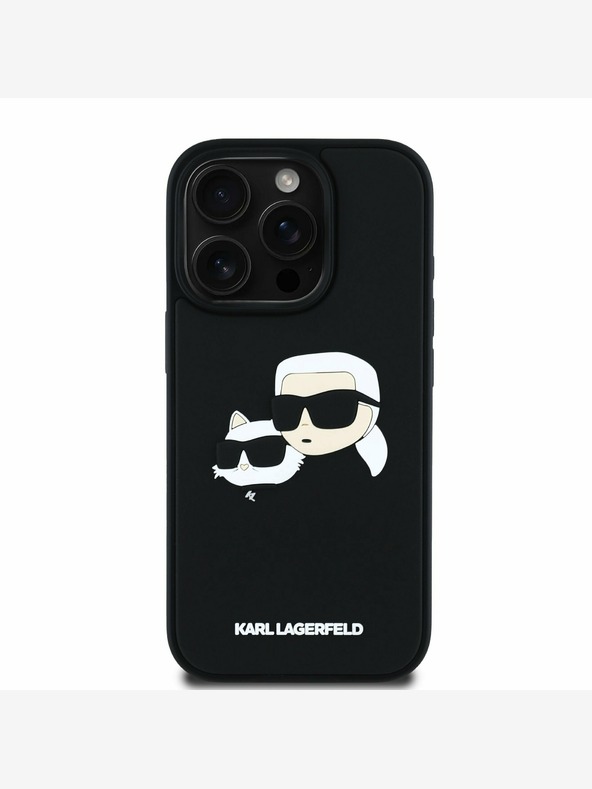 Karl Lagerfeld Karl Lagerfeld 3D Rubber Double Heads Back Cover für iPhone 16 Pro Schwarz