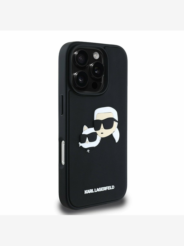Karl Lagerfeld Karl Lagerfeld 3D Rubber Double Heads Back Cover für iPhone 16 Pro Schwarz