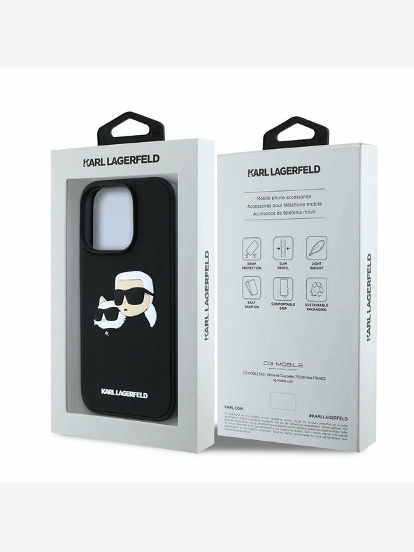 Karl Lagerfeld Karl Lagerfeld 3D Rubber Double Heads Back Cover für iPhone 16 Pro Schwarz