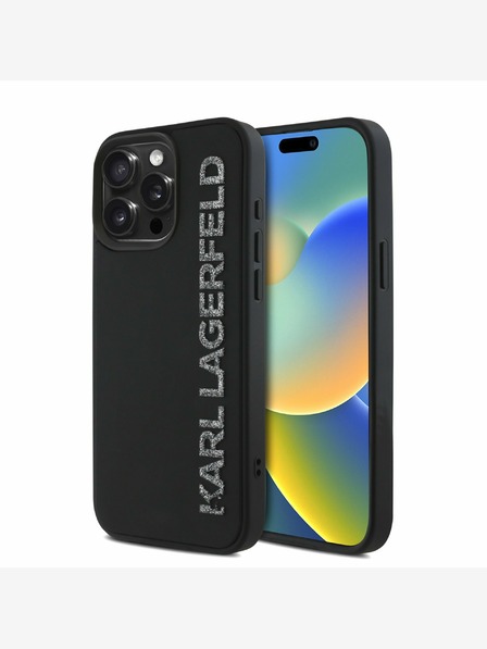 Karl Lagerfeld Karl Lagerfeld 3D-Gummi-Glitzer-Logo-Rückseite für iPhone 15 Pro Schwarz
