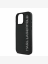 Karl Lagerfeld Karl Lagerfeld 3D-Gummi-Glitzer-Logo-Rückseite für iPhone 15 Pro Schwarz