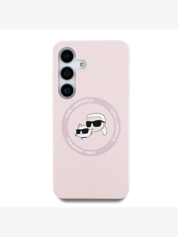 Karl Lagerfeld Karl Lagerfeld Liquid Silicone K&CH Heads MagSafe Back Cover für Samsung Galaxy S25+ Pink