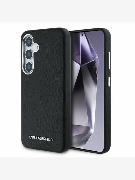 Karl Lagerfeld Karl Lagerfeld PU Saffiano Metall Logo und Rahmen Back Cover für Samsung Galaxy S25 Schwarz