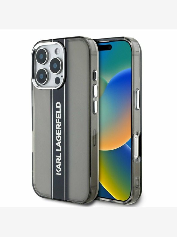 Karl Lagerfeld Karl Lagerfeld IML Stripe Logo Back Cover für iPhone 16 Pro Schwarz