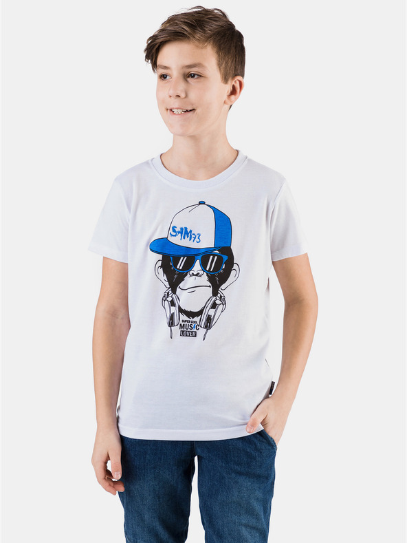 Sam 73 Weißes bedrucktes T-Shirt für Jungen SAM 73