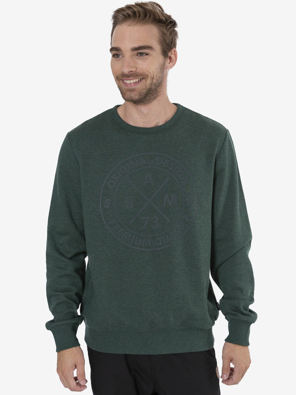 Sam 73 Dunkelgrünes bedrucktes Herren-Sweatshirt SAM 73 Guy