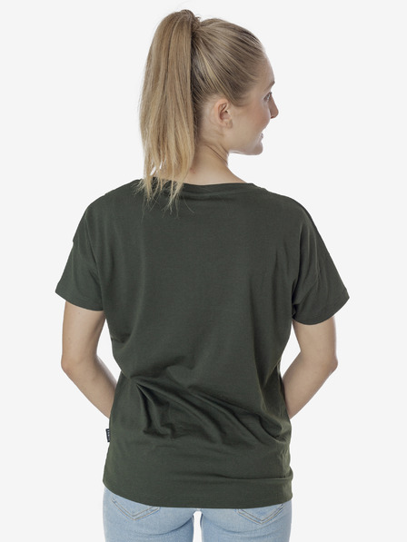 Sam 73 Dunkelgrünes bedrucktes Damen-T-Shirt SAM 73