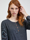 Sam 73 Dunkelgrau gestreiftes Damen-T-Shirt SAM 73