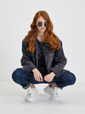 Sam 73 Dunkelgrau gestreiftes Damen-T-Shirt SAM 73