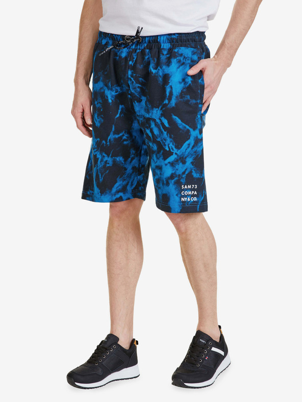 Sam 73 Blaue gemusterte Shorts für Herren SAM 73 Benedict
