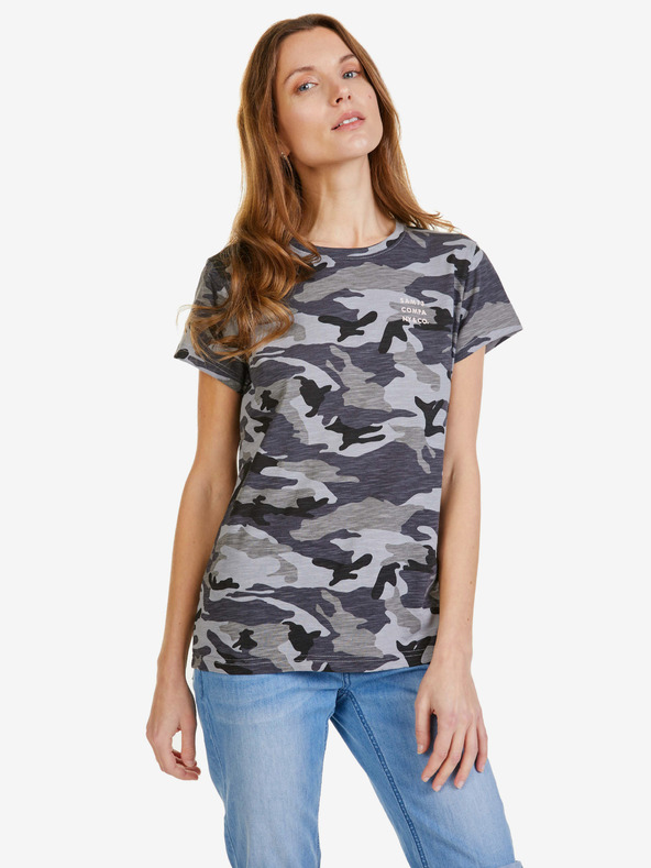 Sam 73 Dunkelgraues gemustertes Damen-T-Shirt SAM 73 Nora