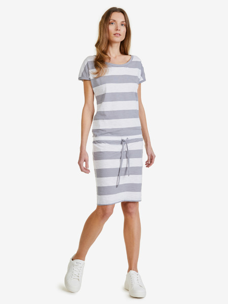 Sam 73 Weiß-grau gestreiftes kurzes Damenkleid SAM 73 Matilda