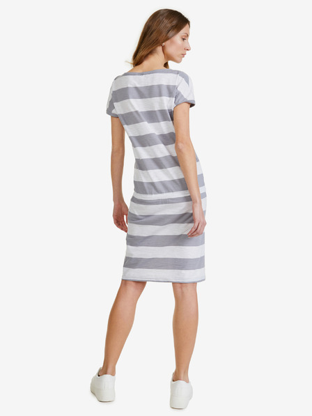 Sam 73 Weiß-grau gestreiftes kurzes Damenkleid SAM 73 Matilda