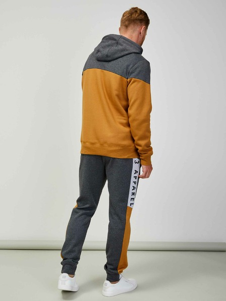 Sam 73 Grauer und brauner Herren-Kapuzenpullover SAM 73 Eldos