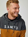 Sam 73 Grauer und brauner Herren-Kapuzenpullover SAM 73 Eldos