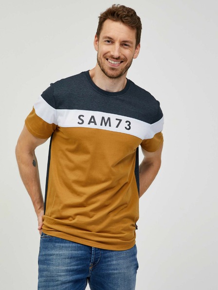 Sam 73 Grau-braunes Herren-T-Shirt SAM 73 Kavix