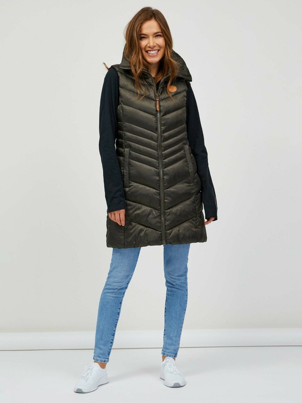Sam 73 Khaki Lange Steppweste für Damen SAM 73 Dumela