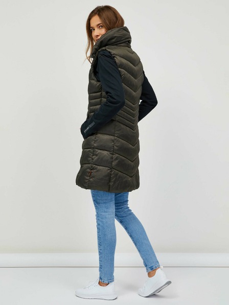 Sam 73 Khaki Lange Steppweste für Damen SAM 73 Dumela