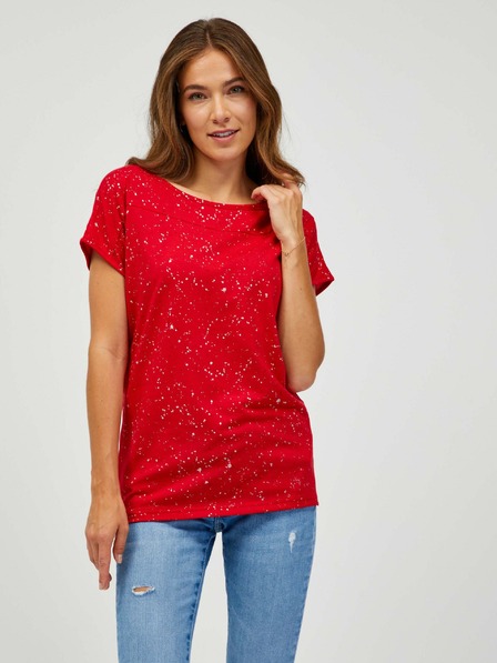 Sam 73 Rotes gemustertes Damen-T-Shirt SAM 73 Heqa