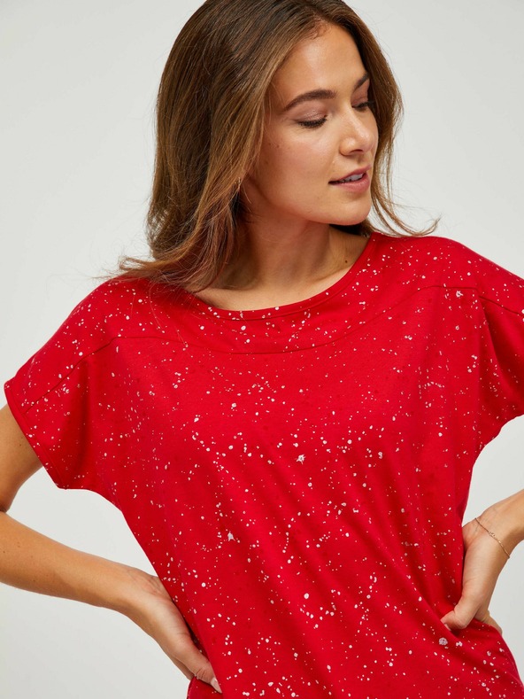 Sam 73 Rotes gemustertes Damen-T-Shirt SAM 73 Heqa