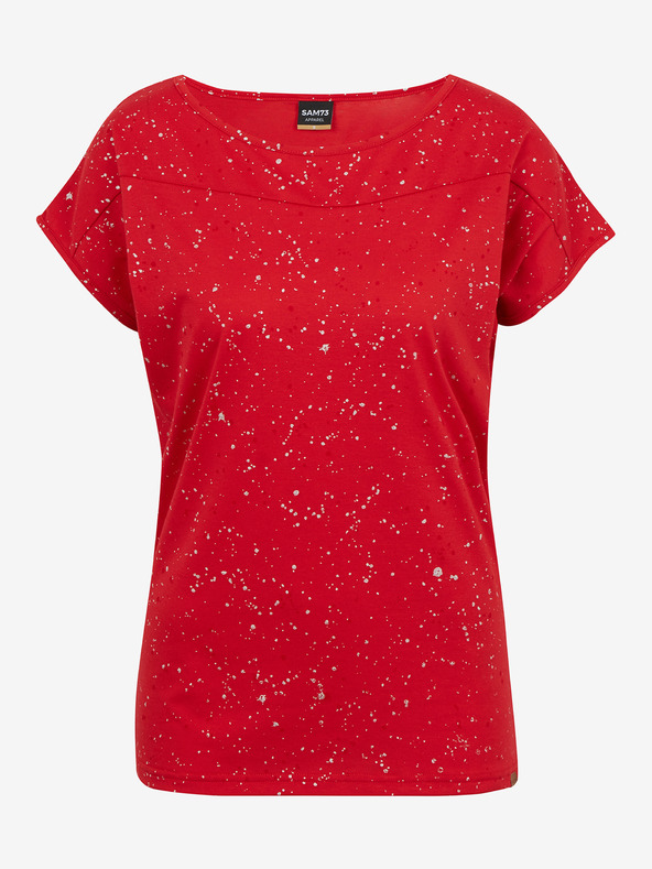 Sam 73 Rotes gemustertes Damen-T-Shirt SAM 73 Heqa
