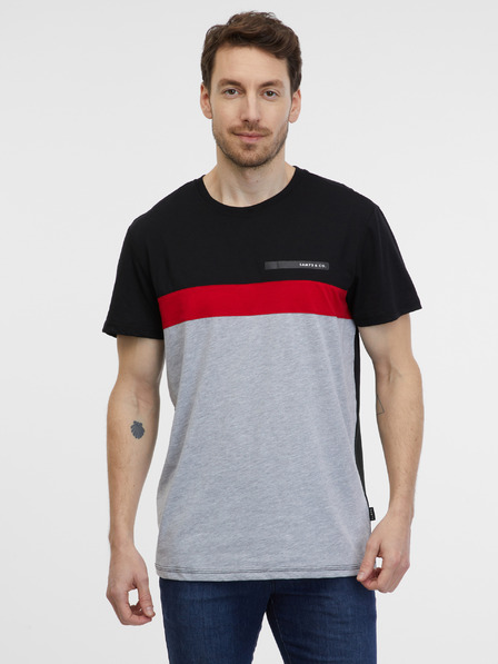 Sam 73 Grau-schwarzes Herren-T-Shirt SAM 73 Ernesto