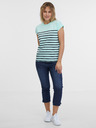 Sam 73 Türkisfarbenes gestreiftes Damen-T-Shirt SAM 73 Mercedes
