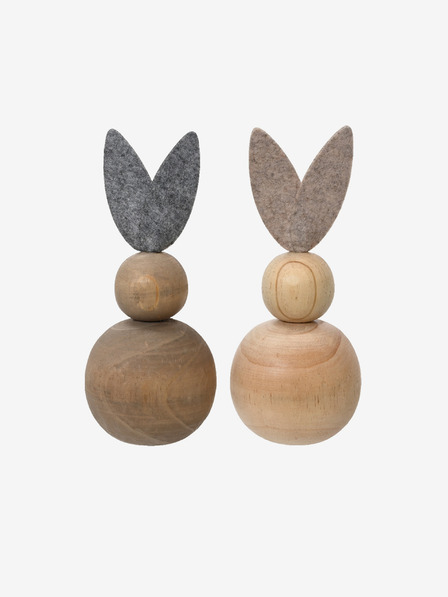 Kaemingk Set aus zwei Holzdekorationen in Form eines Kaninchens Kaemingk (2 Stück)