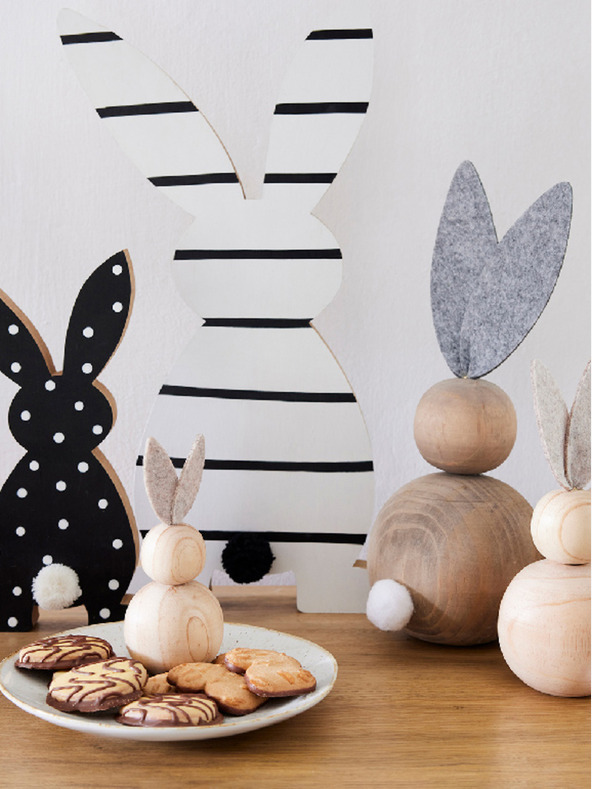 Kaemingk Set aus zwei Holzdekorationen in Form eines Kaninchens Kaemingk (2 Stück)