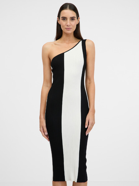 Orsay Schwarz-weißes Damen-Midikleid ORSAY