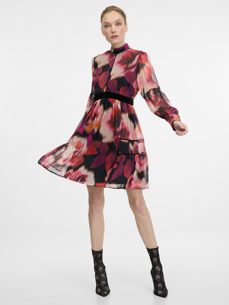 Orsay Rot gemustertes knielanges Damenkleid ORSAY