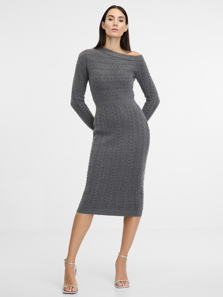 Orsay Graues Damen-Midikleid ORSAY