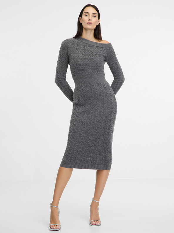 Orsay Graues Damen-Midikleid ORSAY