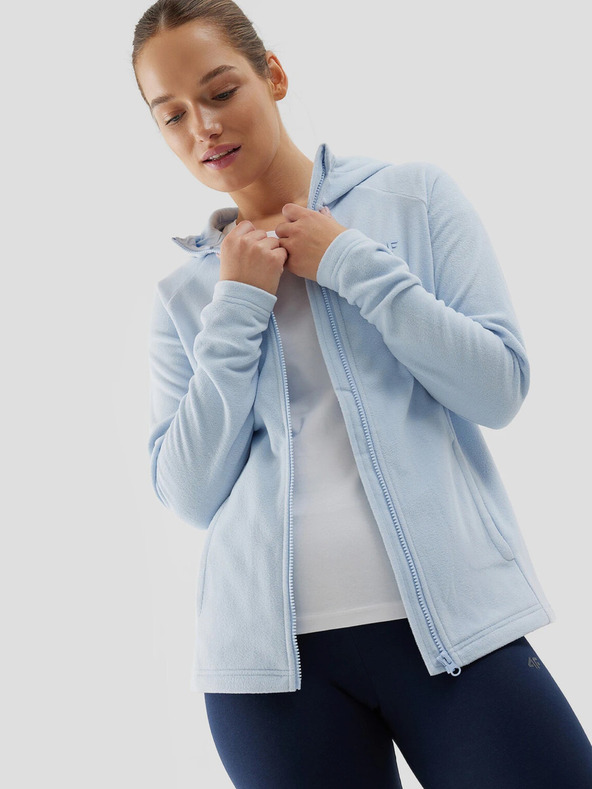 4F 4F Damen-Fleece-Kapuzenpulli mit normaler Kapuze und Reißverschluss
