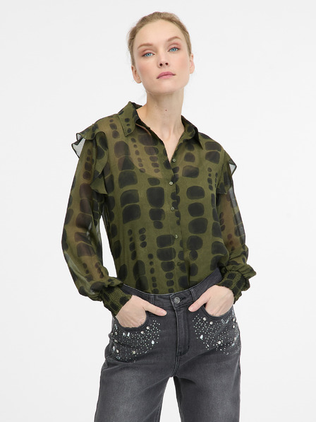 Orsay Grüne Damenbluse mit Kragen ORSAY