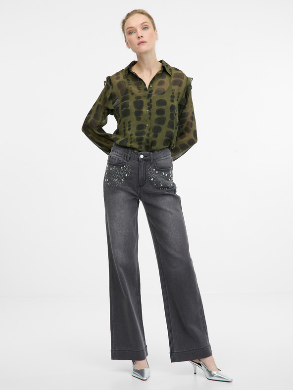 Orsay Grüne Damenbluse mit Kragen ORSAY