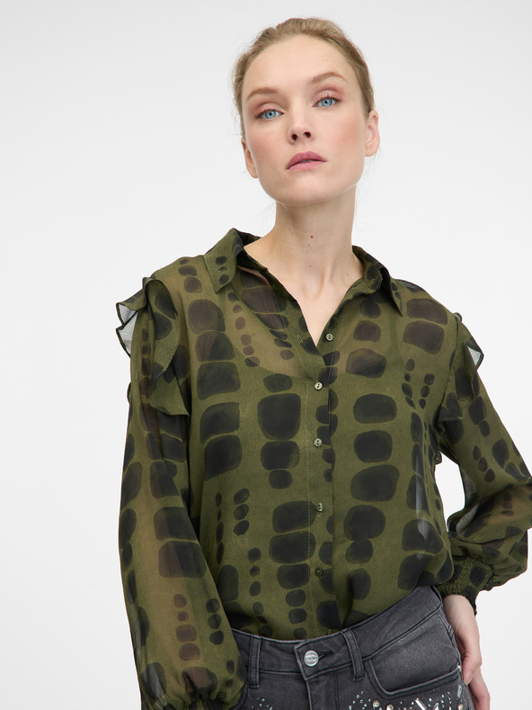 Orsay Grüne Damenbluse mit Kragen ORSAY