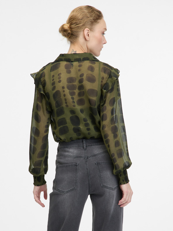 Orsay Grüne Damenbluse mit Kragen ORSAY