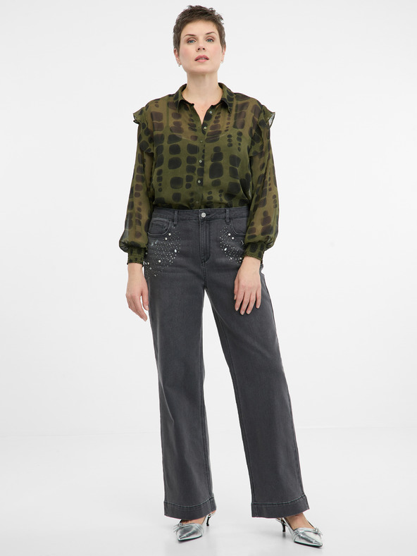 Orsay Grüne Damenbluse mit Kragen ORSAY