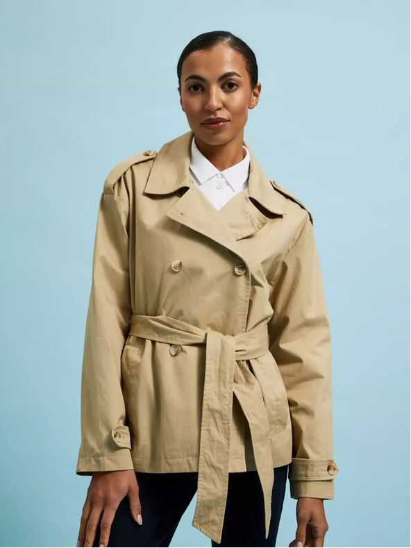 Moodo Beigefarbener Damen-Kurztrenchcoat Moodo