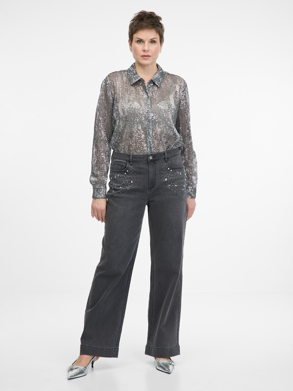Orsay Dunkelgraue Wide Leg-Jeans für Damen ORSAY