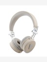 Guess Guess PU Genarbtes Dreieck Logo ENC Kabellose Kopfhörer Beige