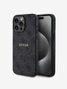 Guess Guess PU Leder 4G Farbiger Ring MagSafe Back Cover für iPhone 15 Pro Max Schwarz