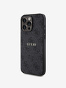 Guess Guess PU Leder 4G Farbiger Ring MagSafe Back Cover für iPhone 15 Pro Max Schwarz