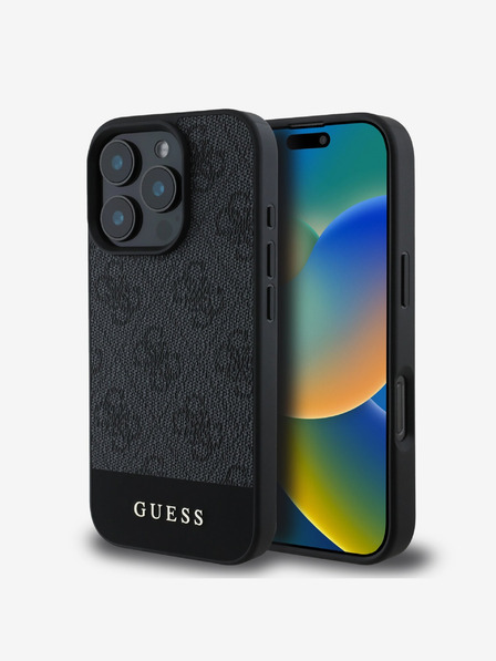Guess Guess PU 4G Streifen Back Cover für iPhone 16 Pro Max Grau
