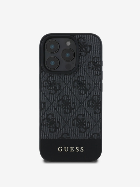 Guess Guess PU 4G Streifen Back Cover für iPhone 16 Pro Max Grau