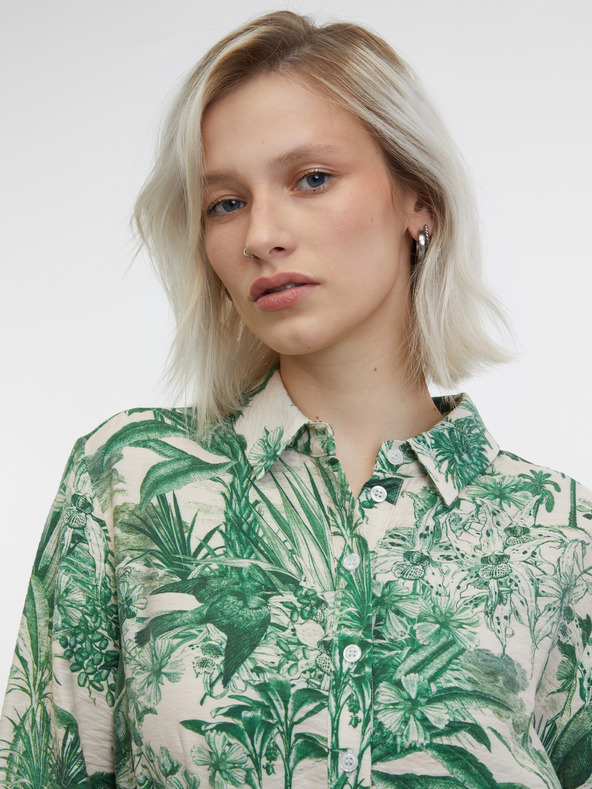 Orsay Grün-beiges Damen-Hemdkleid ORSAY