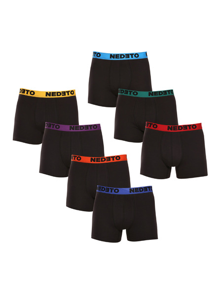 Nedeto Set mit sieben Herren-Boxershorts in schwarz Nedeto